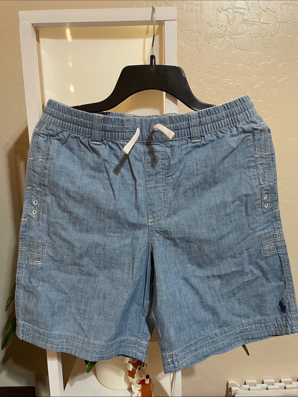 Polo by Ralph Lauren Light Blue Chambray Drawstring Shorts